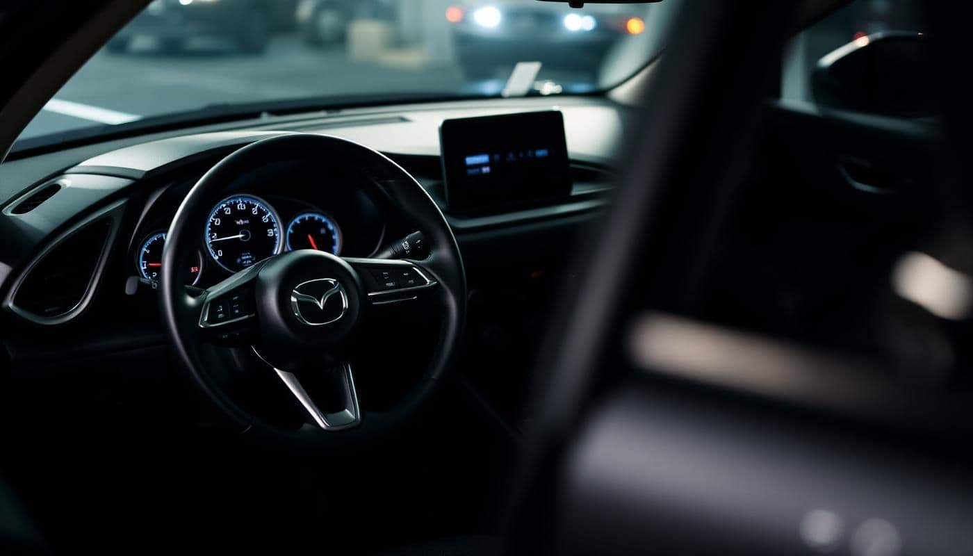 Vehicle interior dashboard and steering wheel